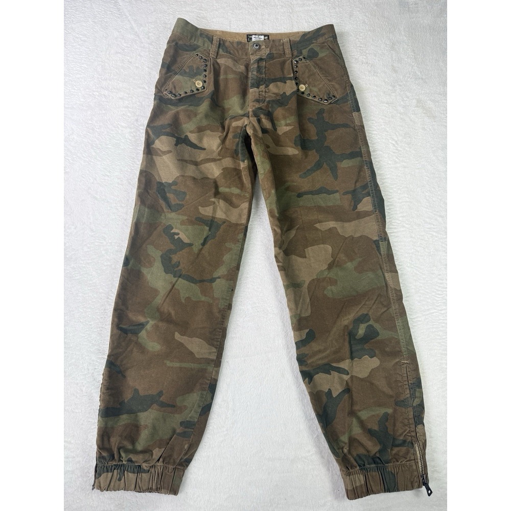 Masons Womens Jogger Pants Camouflage Cotton‎ Studded Green Military 28 EUR36